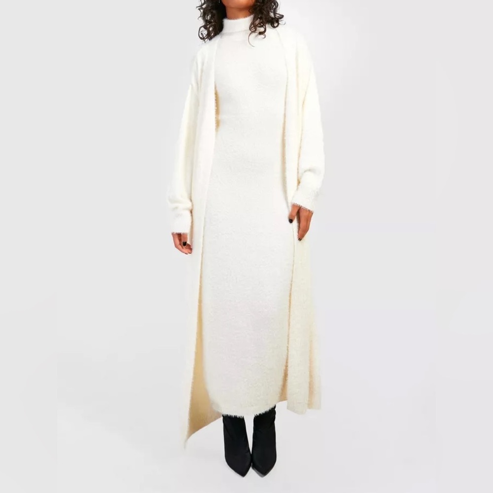 EXPRESS FLUFFY FAUX KNIT MAXI CARDIGAN